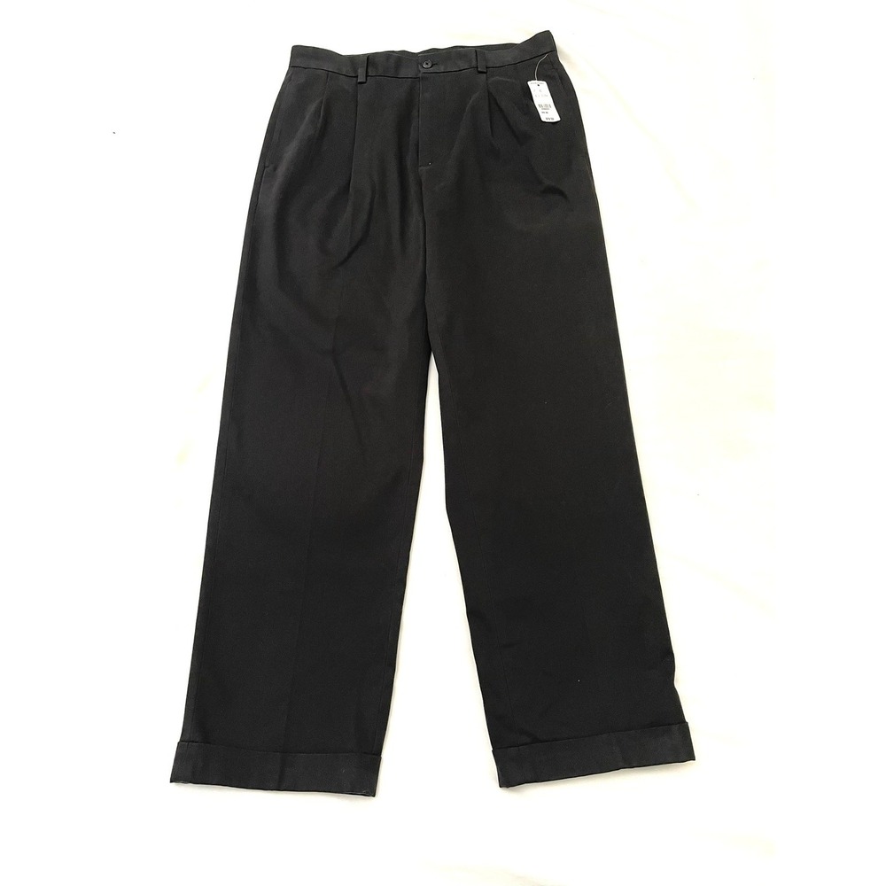 NEW Brooks Brothers Advantage Chino Elliot Pleated Pants 33x30 Black Dress